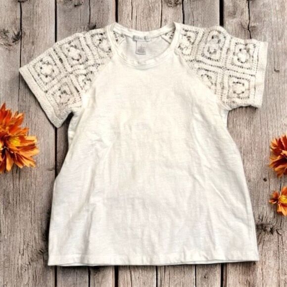 Design History Lace Embroidered White Peasant T Shirt Cottage Core Small cotton - Picture 1 of 8